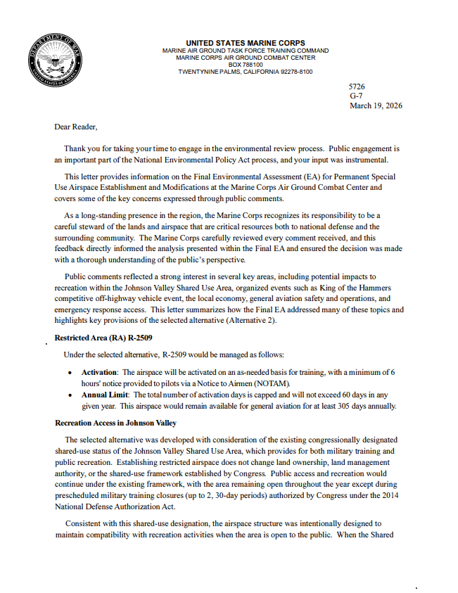 first page of letter